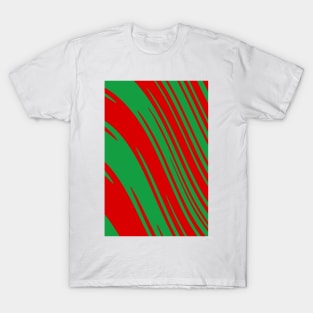 Candy Cane Christmas Red & Green Stripes Abstract Pattern Design T-Shirt